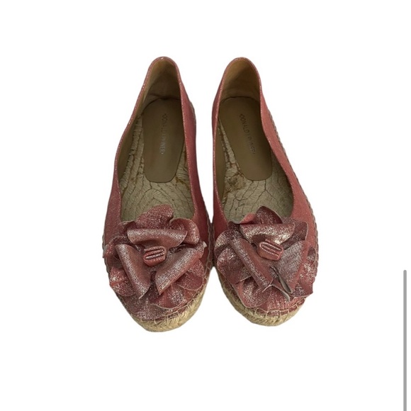 Donald J Pliner cloth pink silver antiqued bow detail flat jute espadrille size8 - Picture 4 of 14